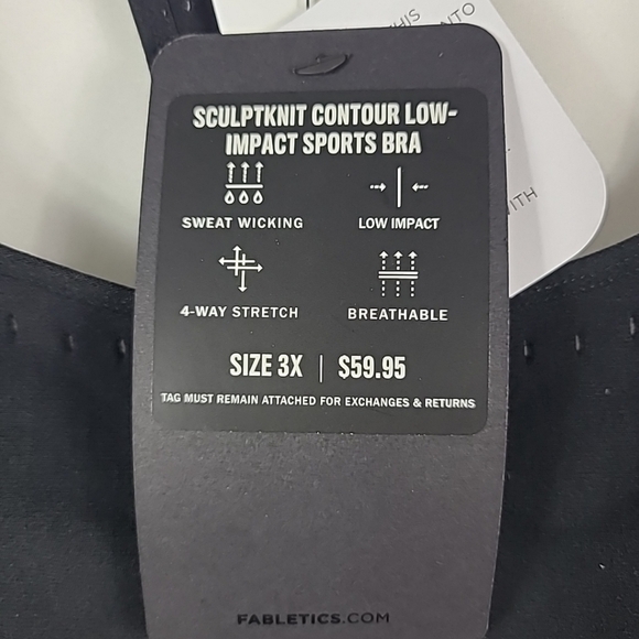 NEW Fabletics SculptKnit Contour Low Impact Sports Bra Size 3X Black NWT - Picture 4 of 9